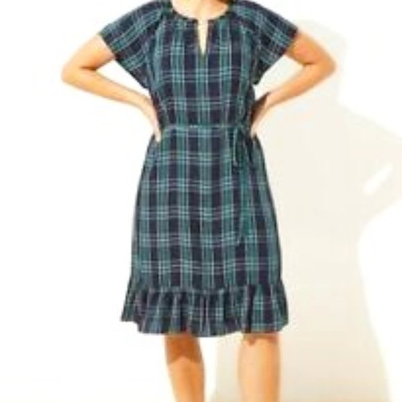 LOFT Dresses & Skirts - NWOT Loft Navy and Green Plaid Sleeveless Dress